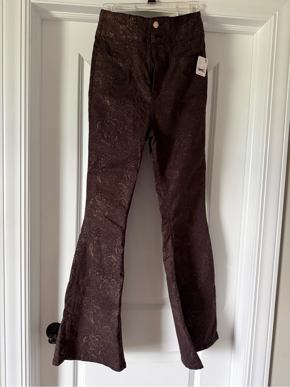 We The Free High-Rise Brown Paisley Flared Pants
